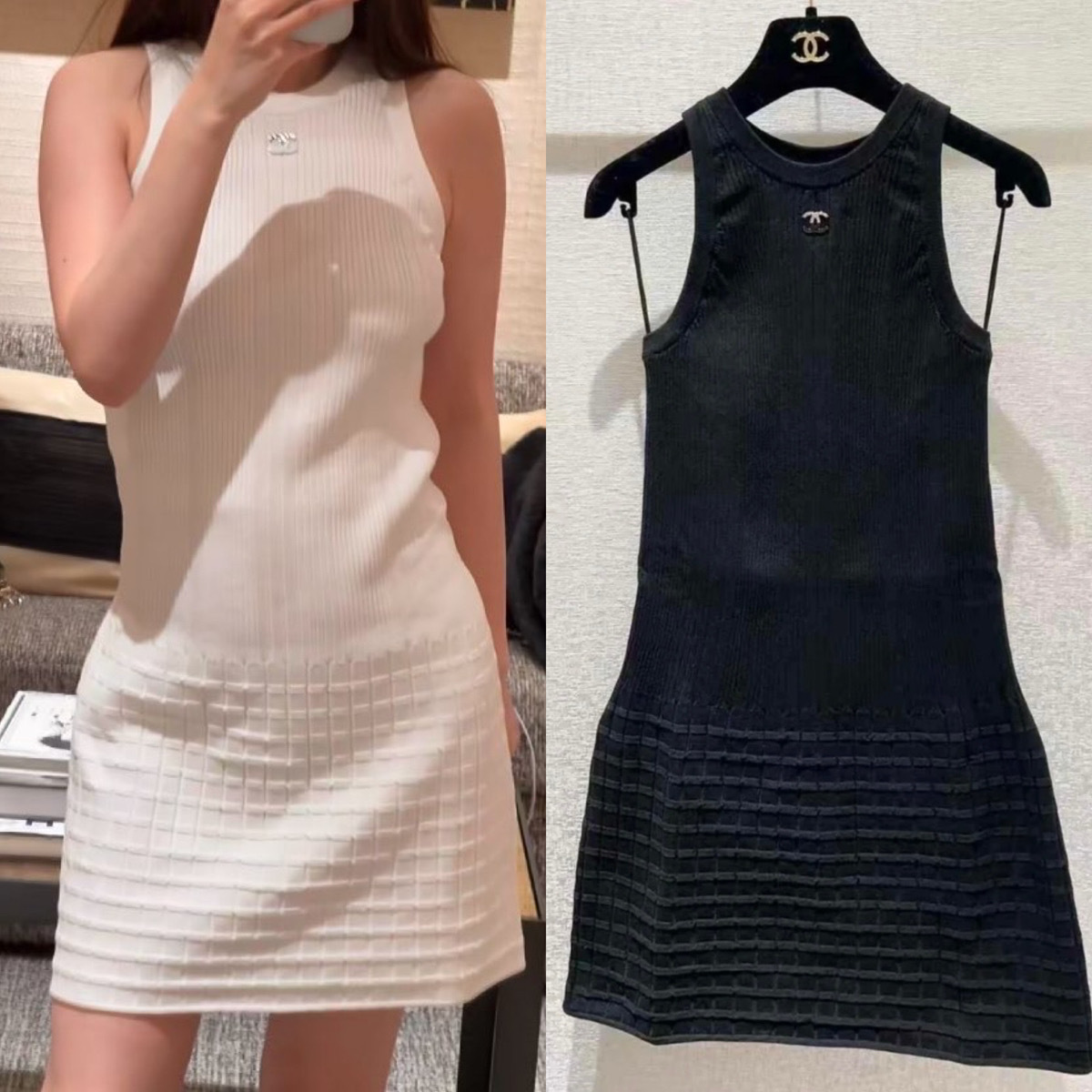 1枚で決まる 切り替えが可愛い CHANEL ノースリーブワンピース