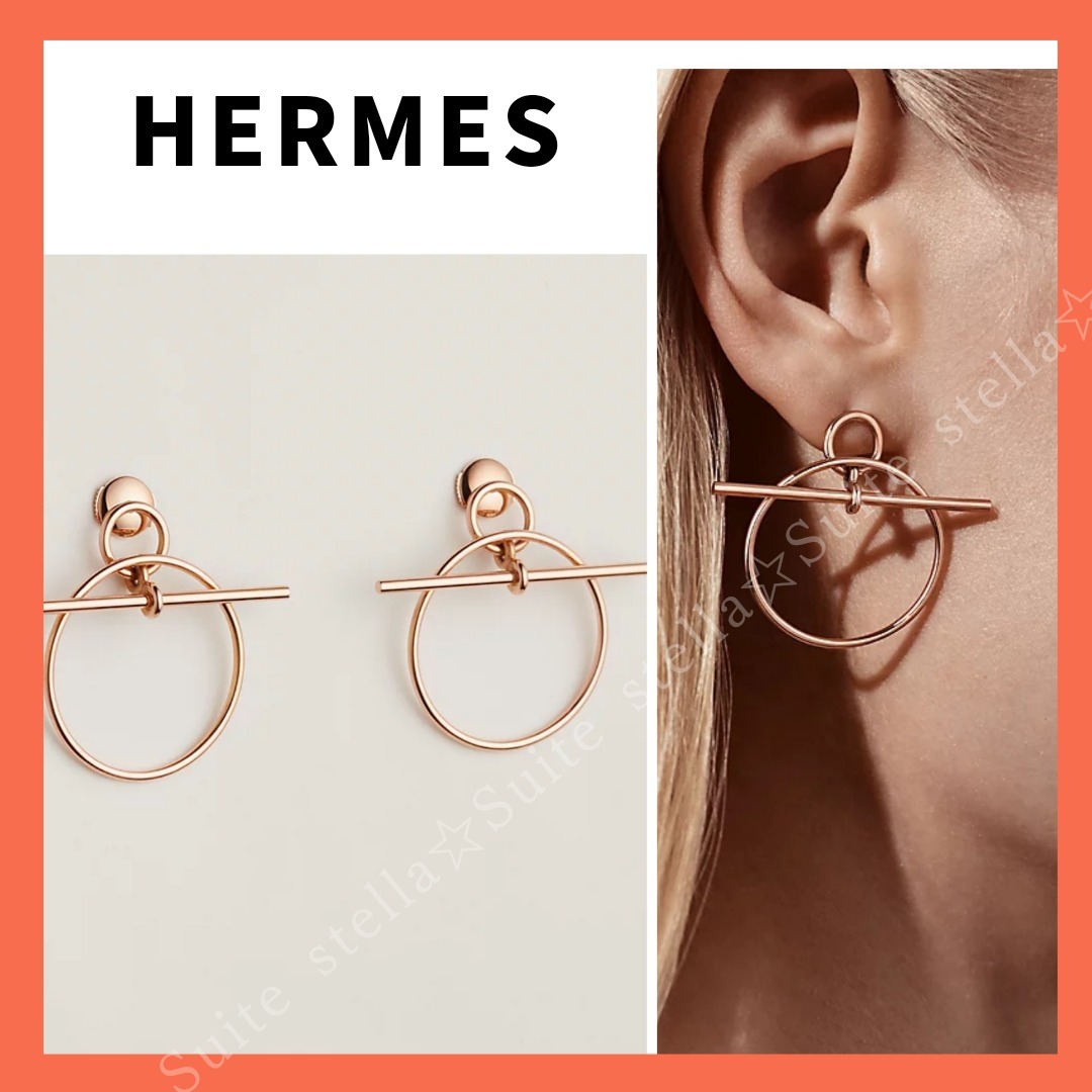国内発送【HERMES】ピアス《ループ》PM☆ローズゴールド