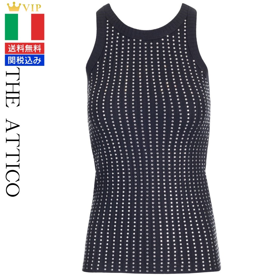 VIP【関税送料無料】希少 The Attico Black tank top strass