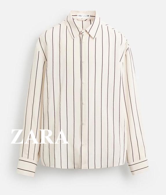 ★ドイツ発*ZARA*新作*モダールストライプシャツ/BEIGE★