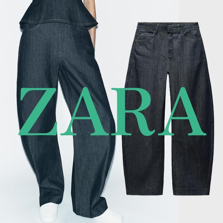 【ZARA】ZW コレクション バレルジーンズ ブルー | 5216/042/407