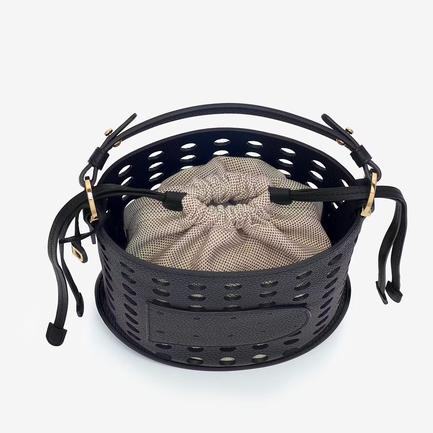 DELVAUX《Pin Mini Bucket エアレス》ブラック トリヨン 直営店