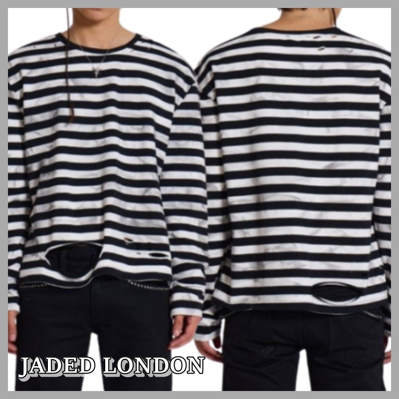 【JADED LONDON】Dirty Striped Oversized Long SleeveTee