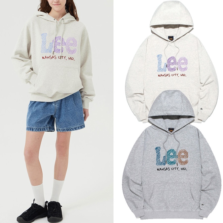 ★LEE★手書き風 刺繍 ロゴ フード付き トレーナー