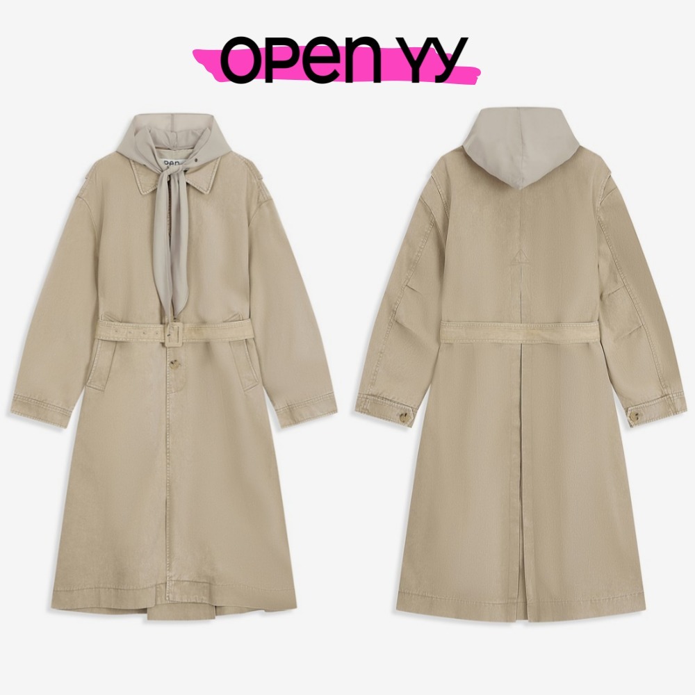 トレンチコート [OPEN YY] DETACHABLE SCARF TRENCH COAT : Beige