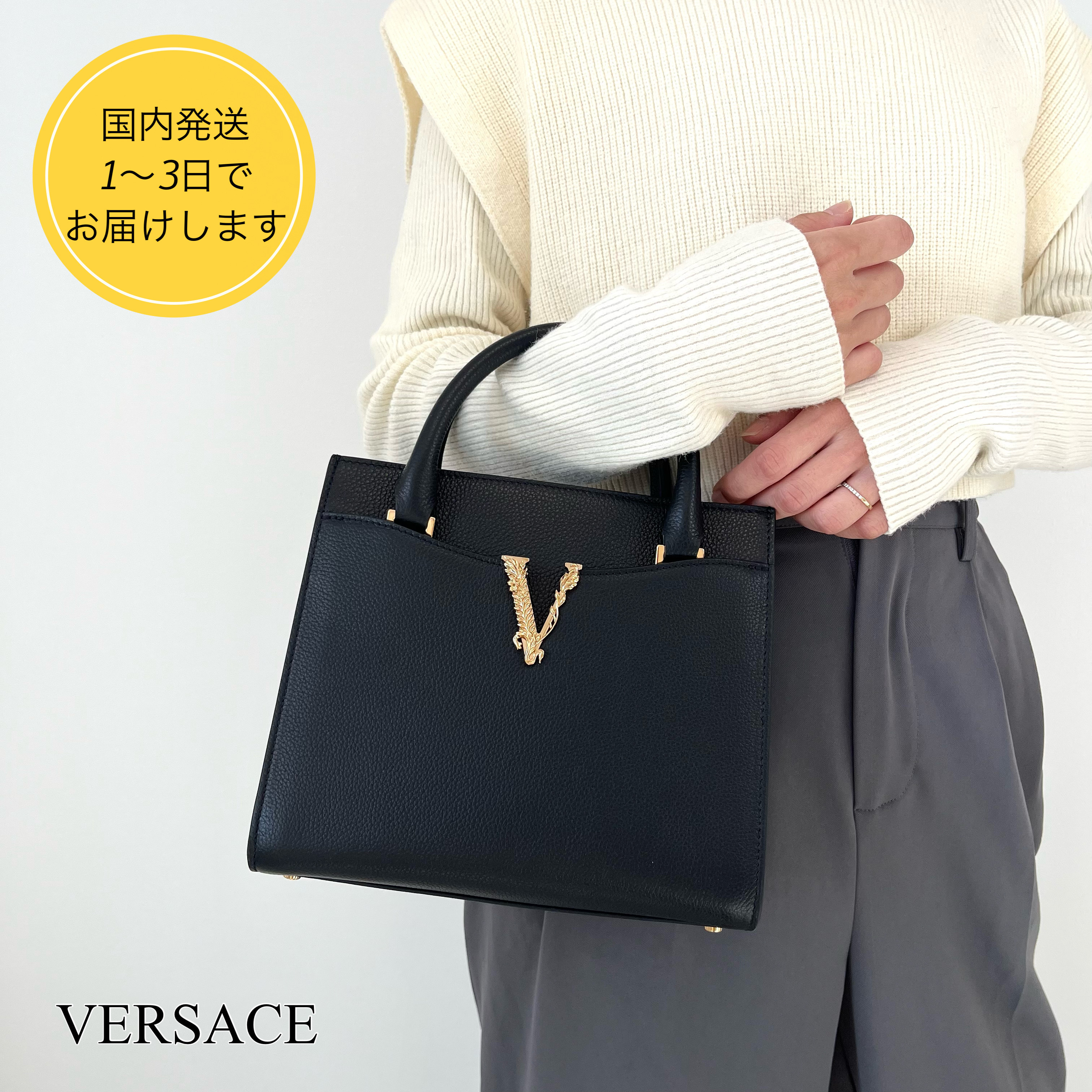 国内即発★VERSACE トップハンドル トートバッグ 2WAY GRAINY