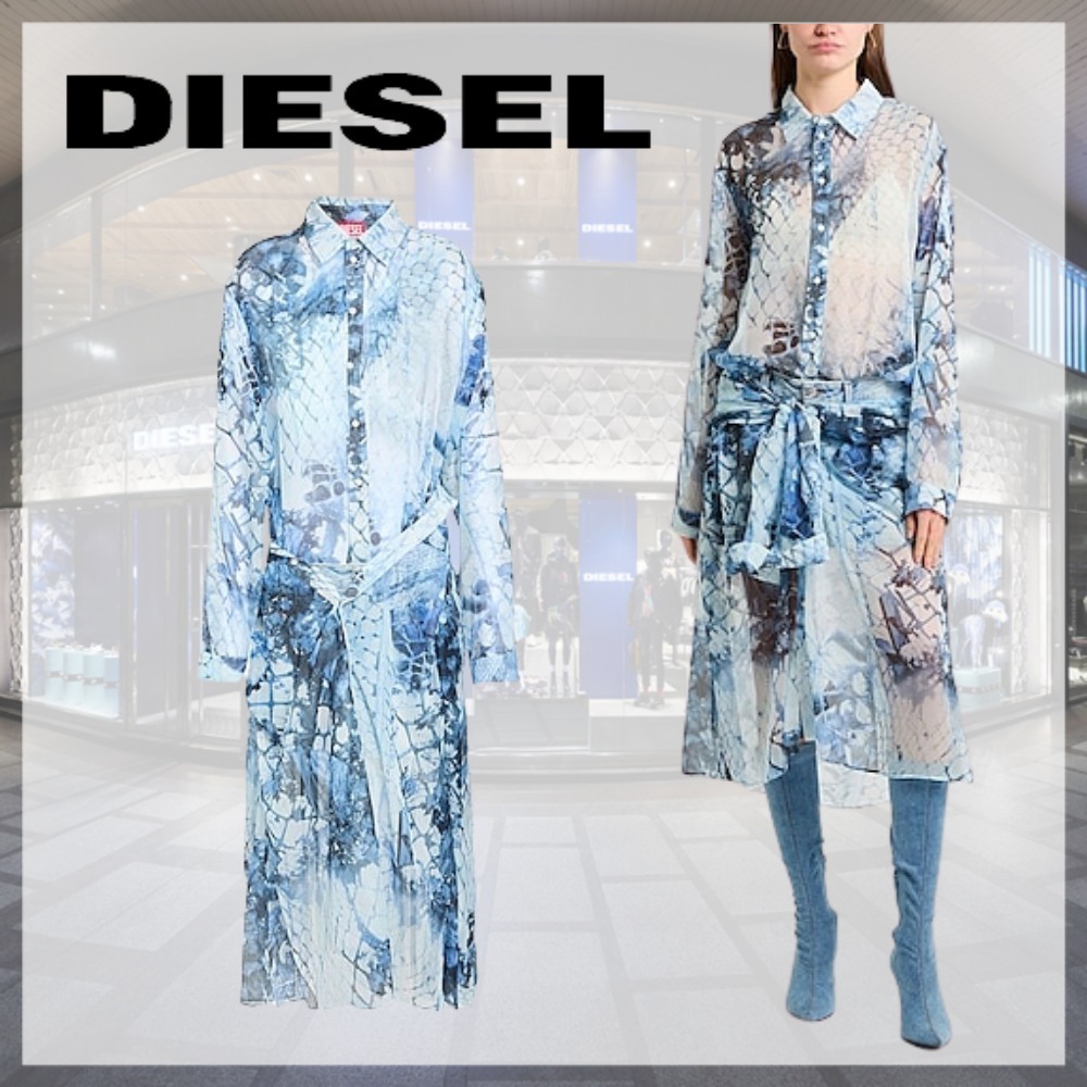 DIESEL* ディーゼル ロゴ デニム シャツワンピース 色あせ