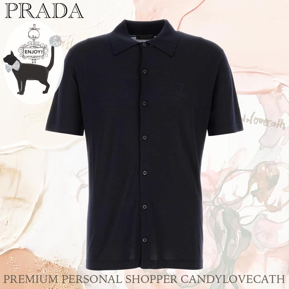 Tシャツ・カットソー PRADA Midnight Blue Wool Shirt