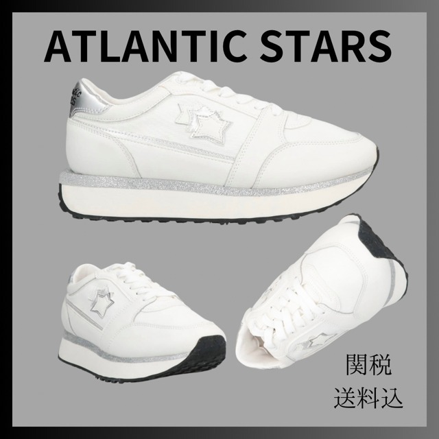 【Atlantic STARS 】グリッター ラメ ロゴ スニーカー ホワイト
