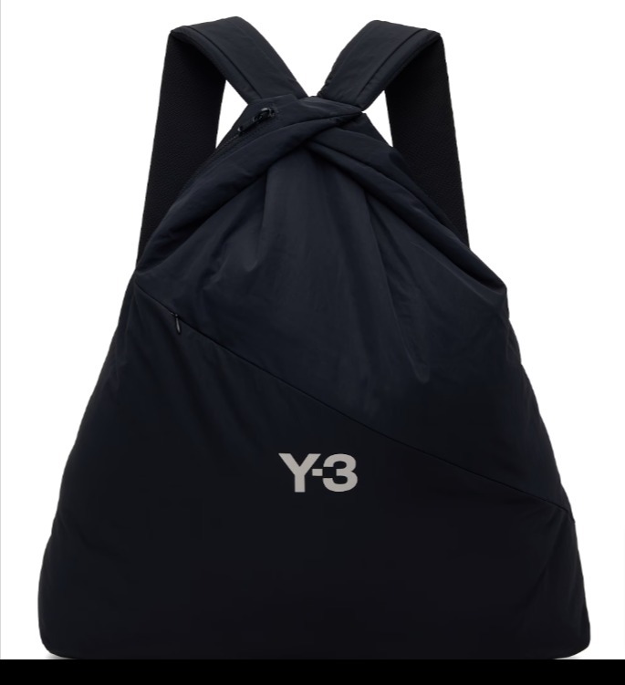 Y-3 ブラック ロゴプリント バックパック