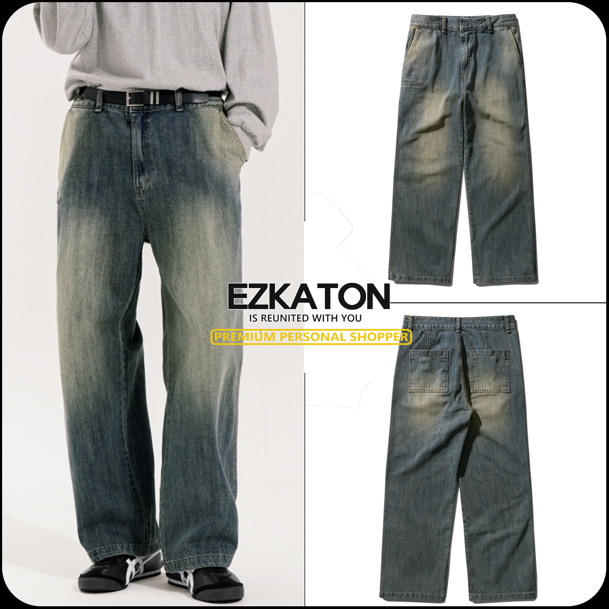 [ EZKATON ]★25SS★韓国人気★HOUSE WASHED DENIM PANTS