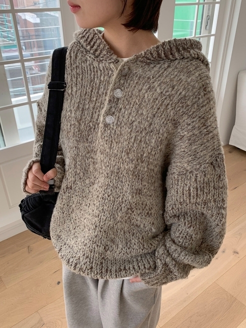 【BAON】[unisex] Kiroi Bokashi Over Hood Knit BAON】[unisex] Kiroi Bokashi Over Hood Knit