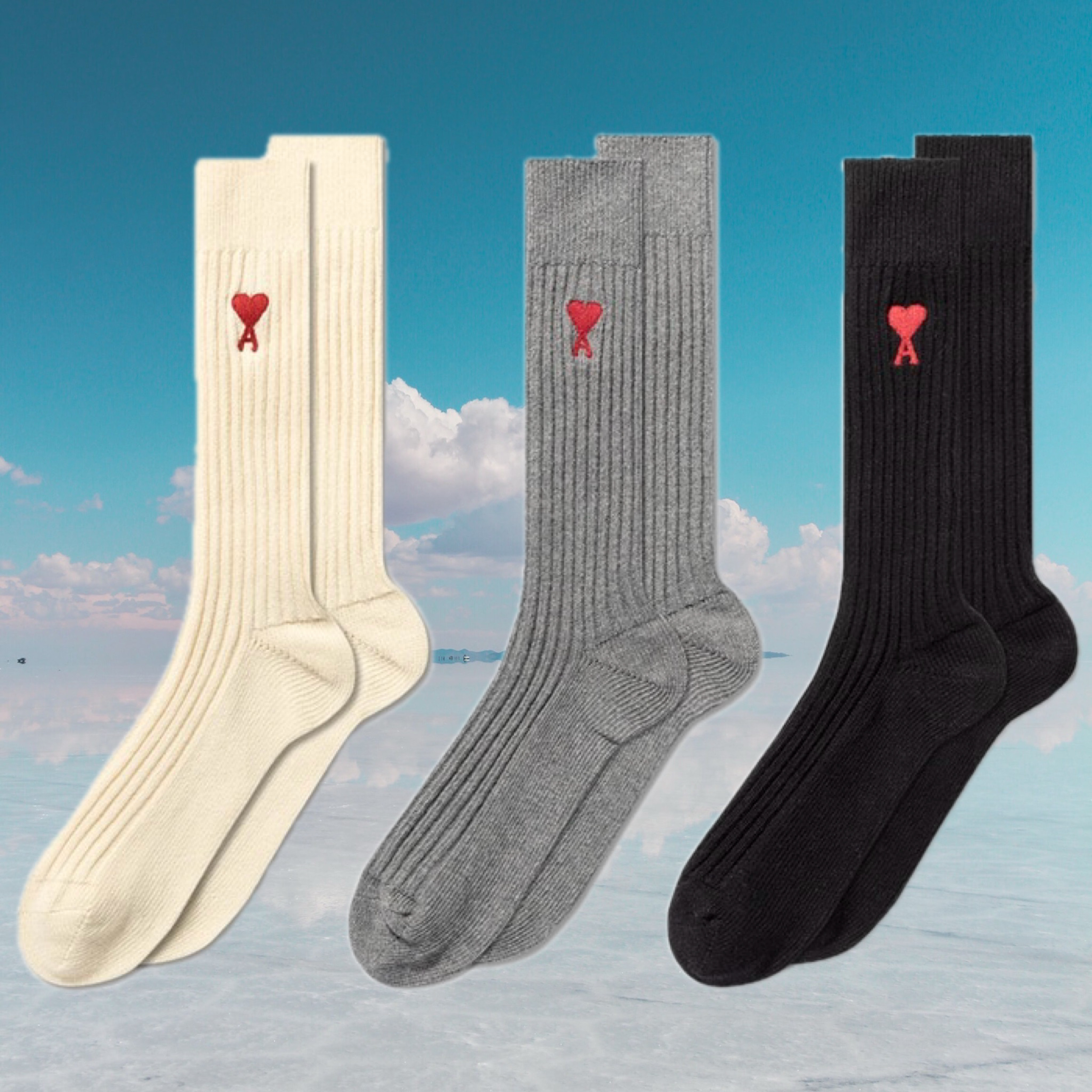 AMI Logo 3Pack Socks★アミ ロゴ 3パックソックス
