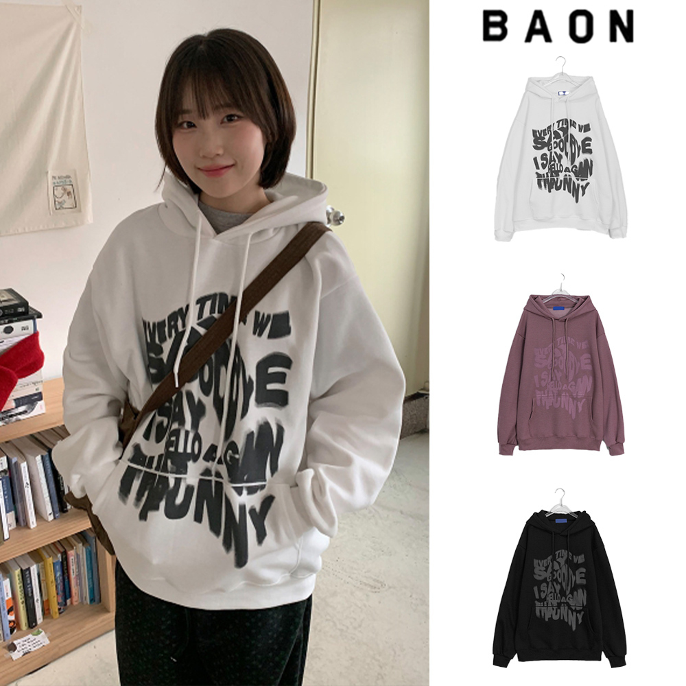 【BAON】[unisex] Heret printing brushed over hoodie