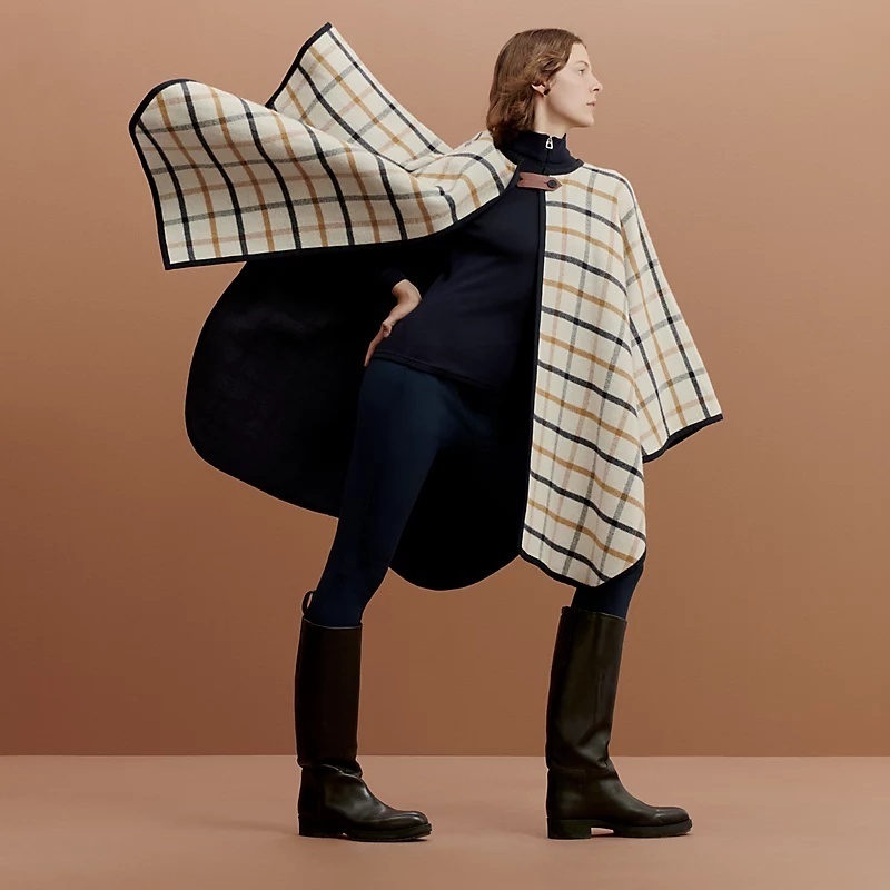 オシャレ♪【HERMES】ポンチョ 《カマイユ》ネイビー / カマイユ