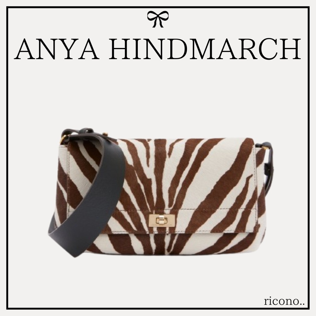 ショルダーバッグ・ポシェット ANYA HINDMARCH Mortimer Cross-Body Zebra-Print Calf Hair Bag