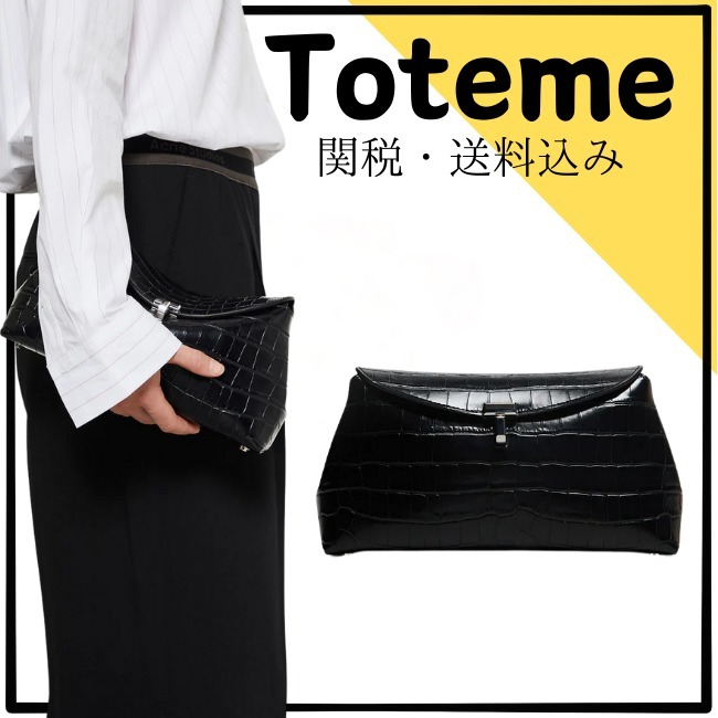 関税・送料込み【TOTEME】クロコ Tロッククラッチバッグ