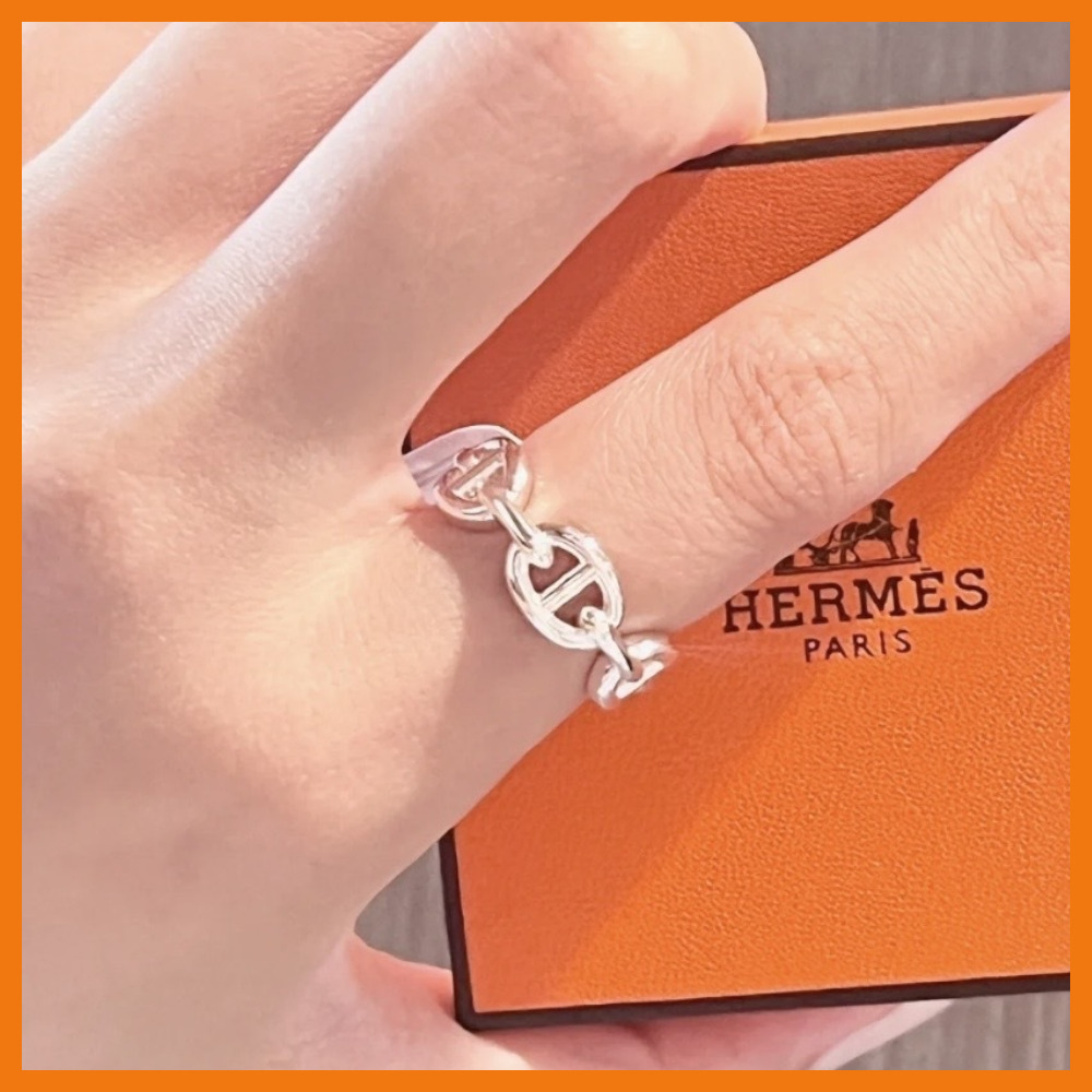 【シンプルでお洒落】HERMES リング シェーヌダンクル