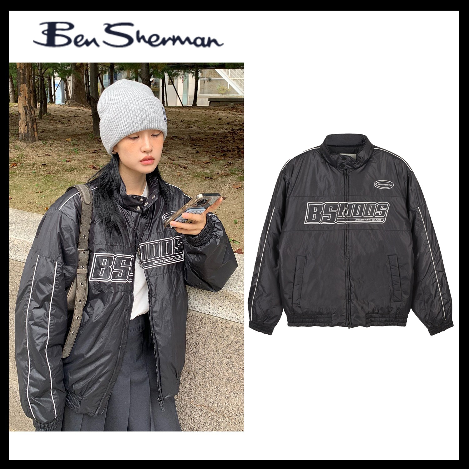 【BEN SHERMAN】Racer Piping Padded Jacket ★男女兼用★追跡付