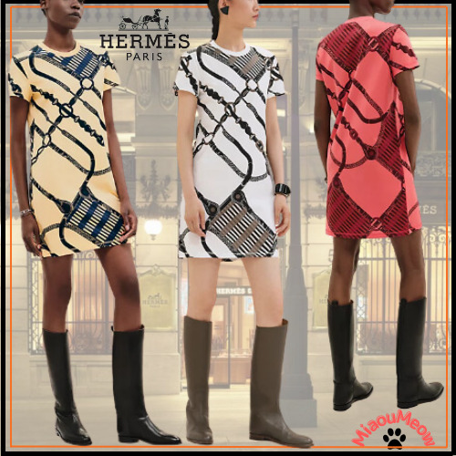 都会的でお洒落★HERMES コットンジャージーシフトドレス