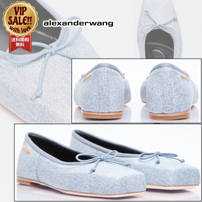 Alexander Wang】 ビリー バレリーナフラット ブルー レザー