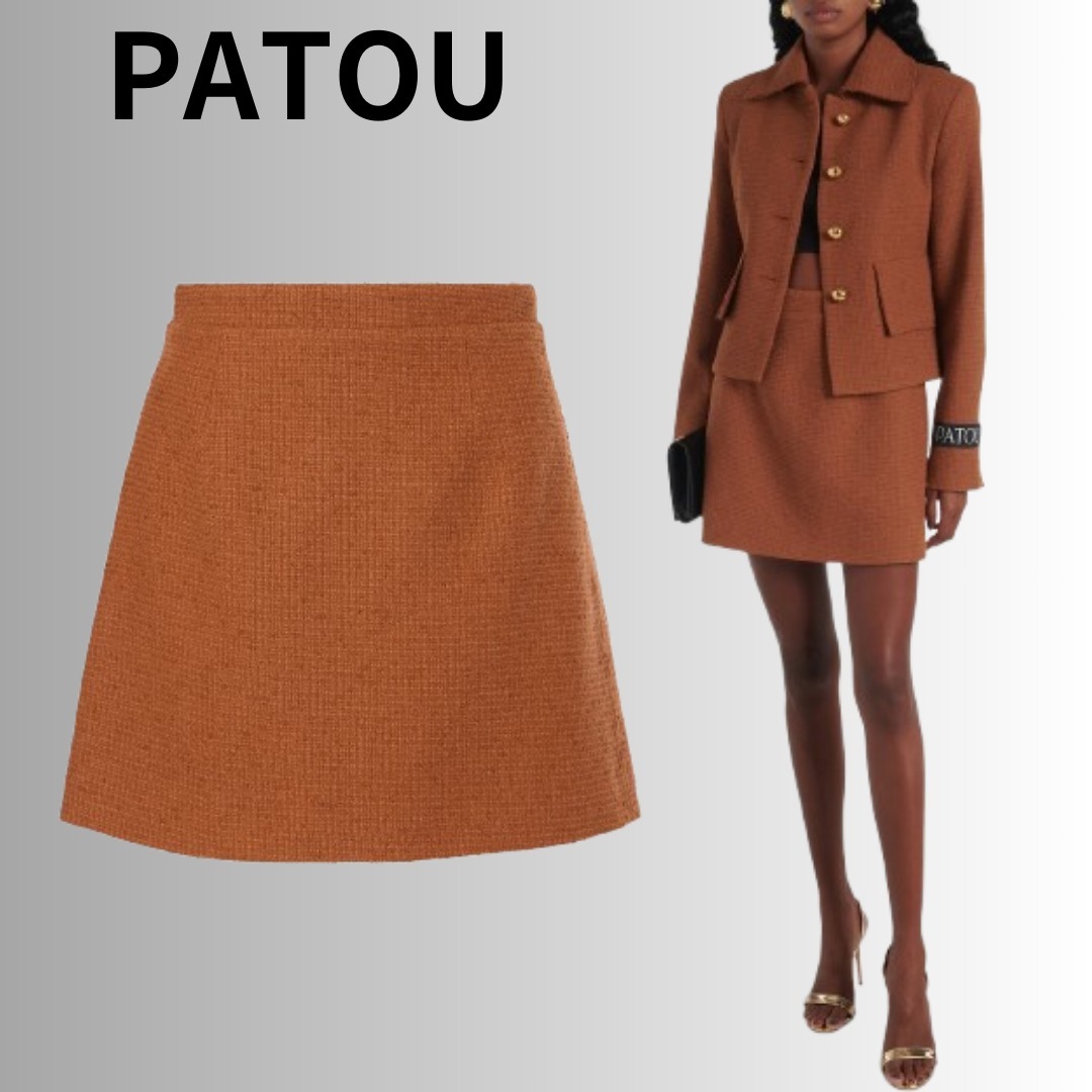 Patou 象徴的なウールとコットンの混紡ミニスカート