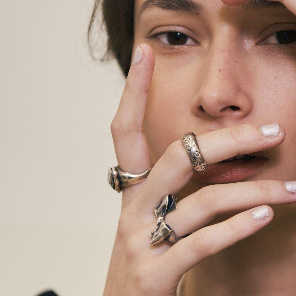 ★Third Movement★ Heart Symbol Ring (Antique Silver, Gloss)
