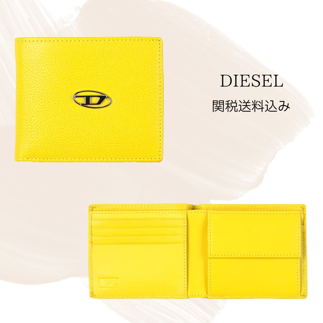 送料関税込み【 DIESEL】 HIRESH S.II ロゴ レザー 二つ折り財布