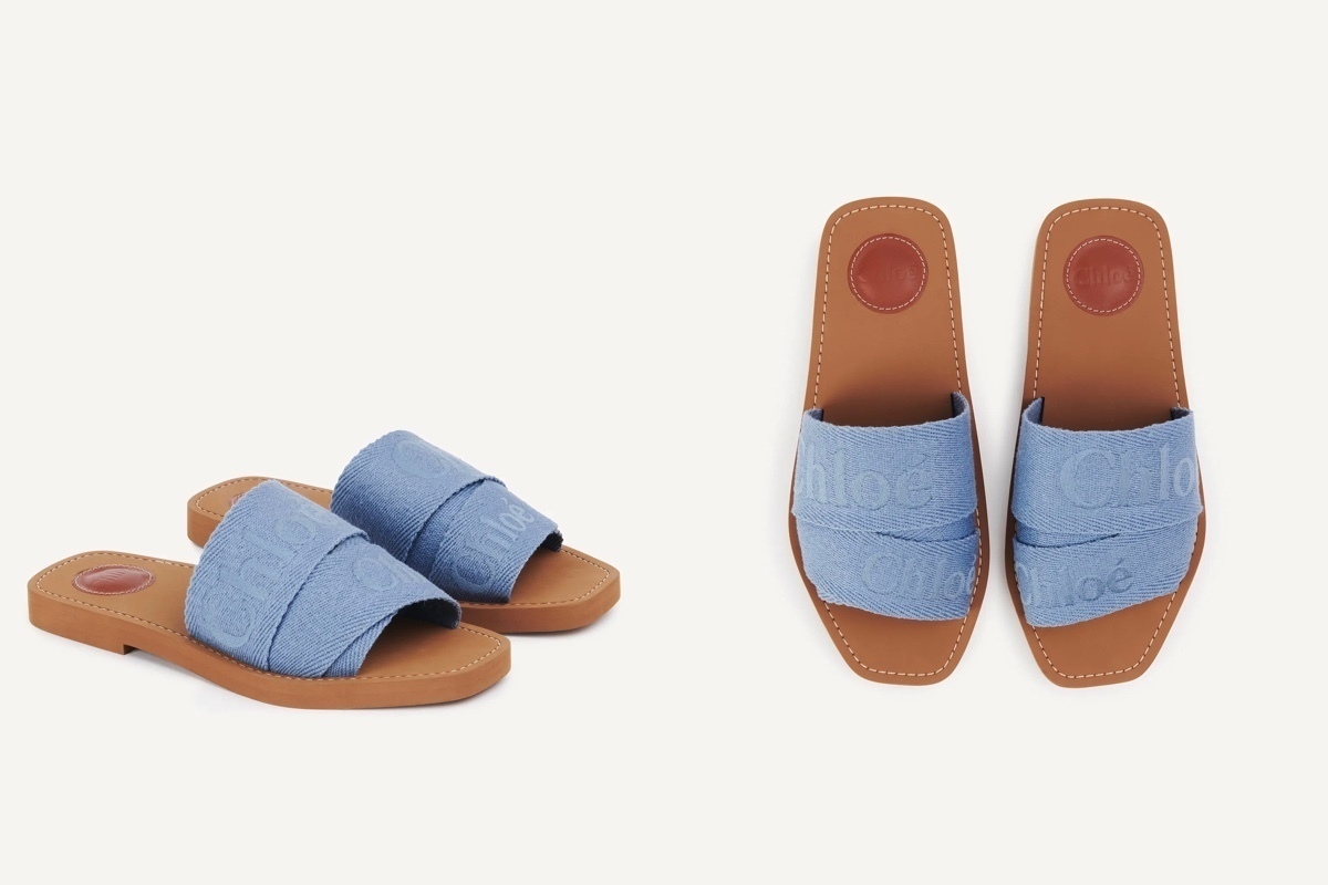 CHLOE “WOODY” フラットミュール WASHED BLUE