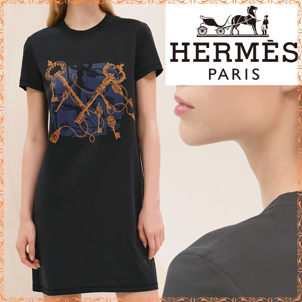 【一枚でキマる♪】HERMES ドレス カルトゥッシュ コットン 直営