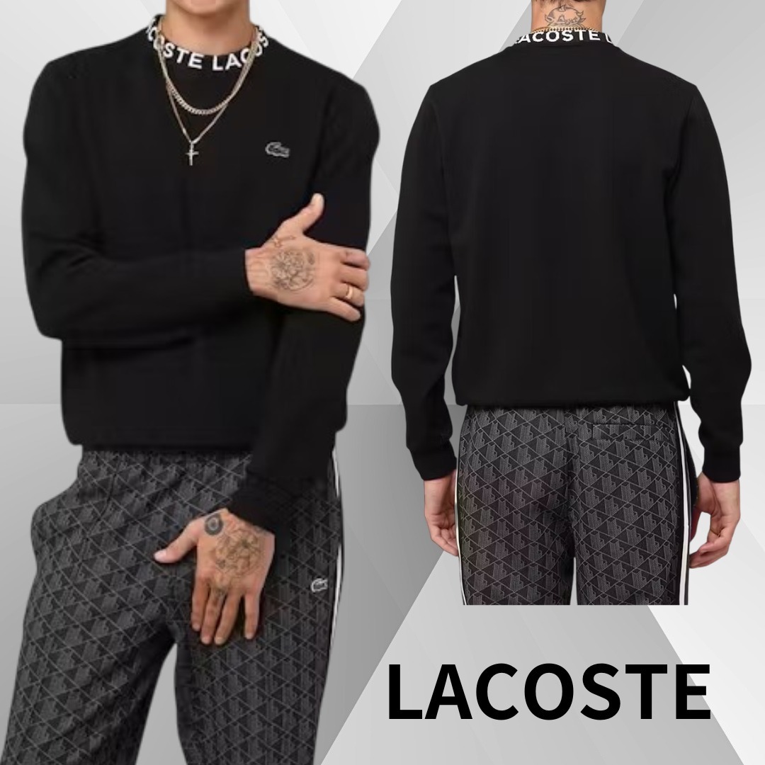 【LACOSTE】大人気 襟ロゴ スウェット トレーナー