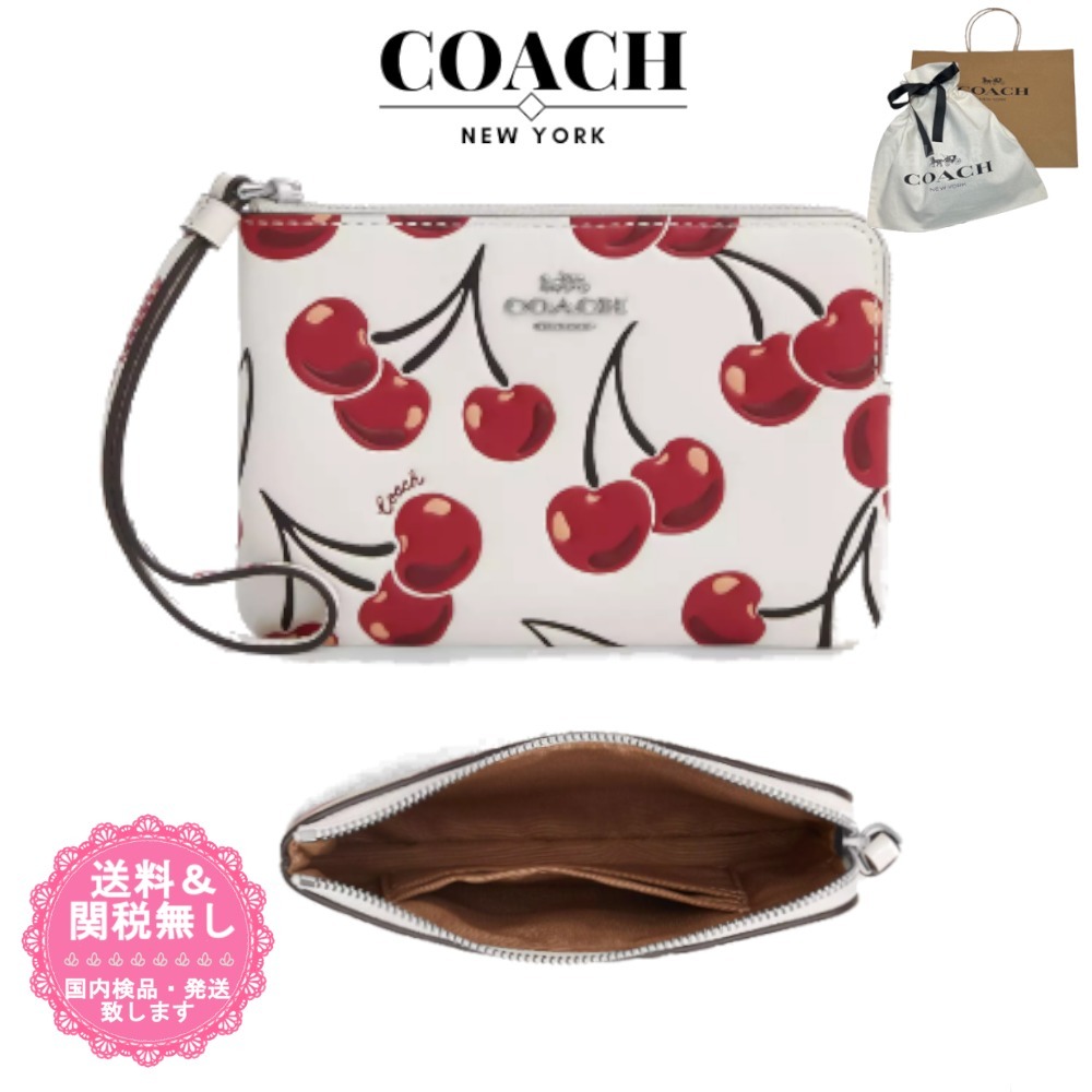 【国内即発】Cute!COACH★チェリープリントコーナージップポーチ