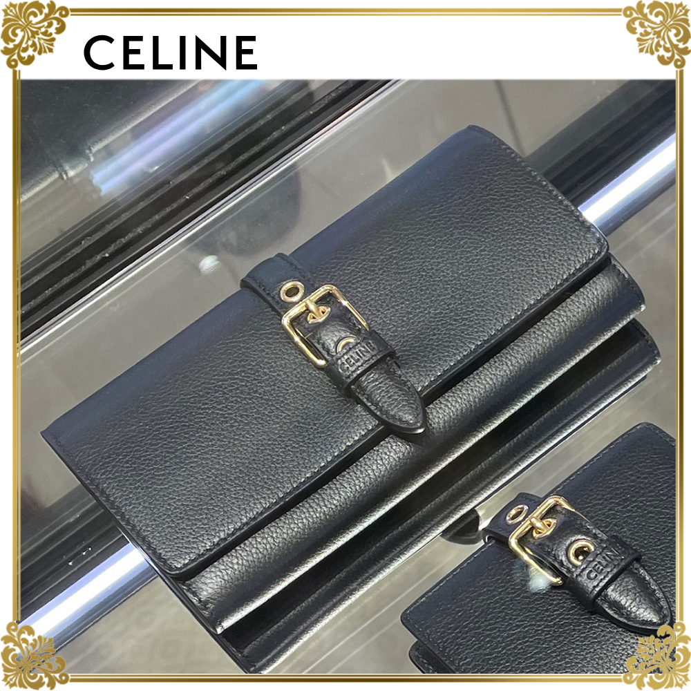 国内発☆関税なし CELINEフラップベルトつき長財布 コンティ