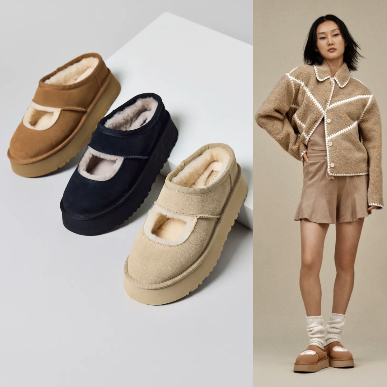 【UGG】Bea Mary Jane 厚底 快適 シープスキン スリッポン