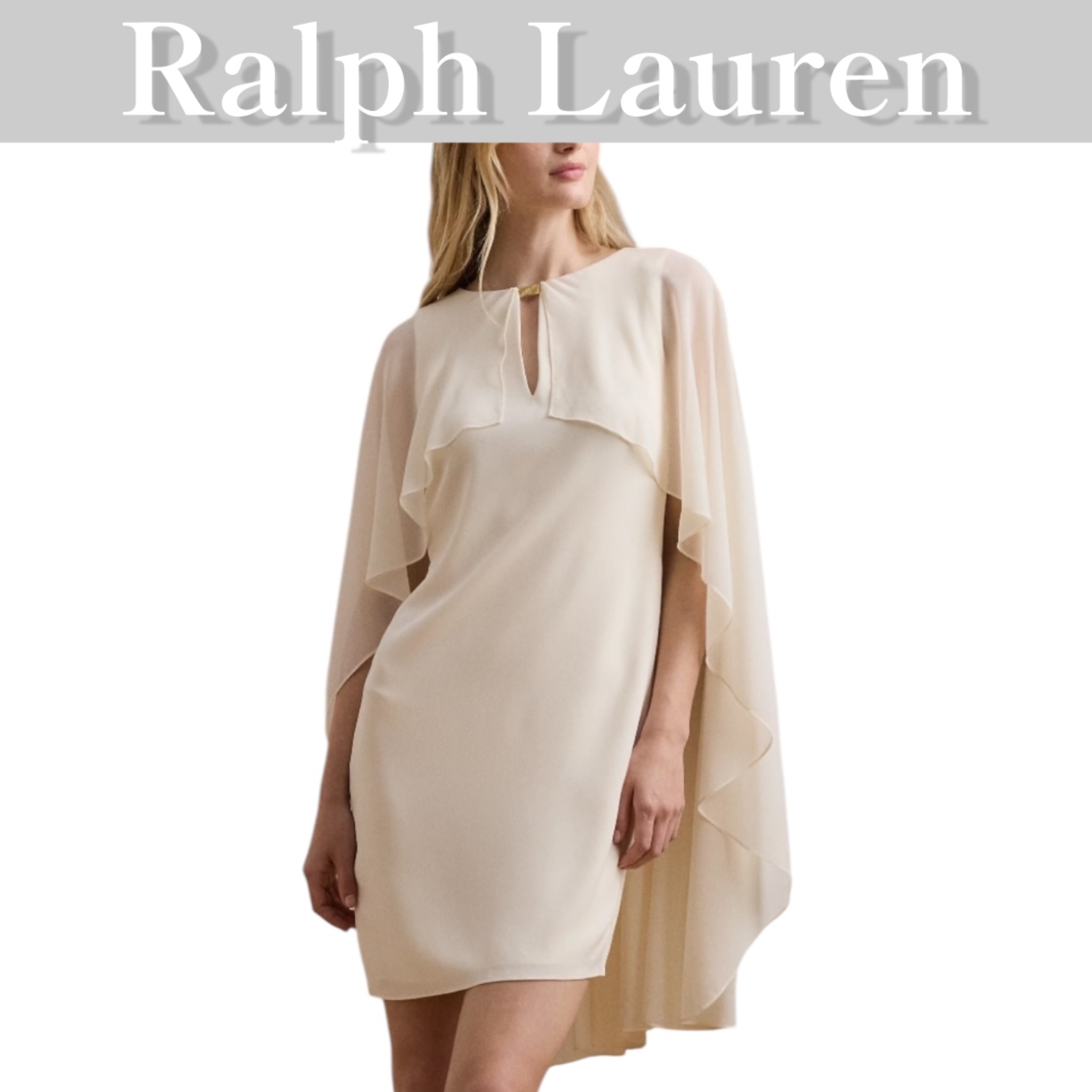 エレガント♪Ralph Lauren ケープ ジョーゼット カクテル ドレス