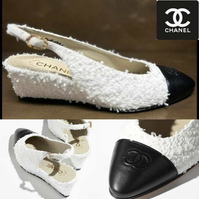 大人可愛いツイード♡モノトーン【CHANEL】スリングバック