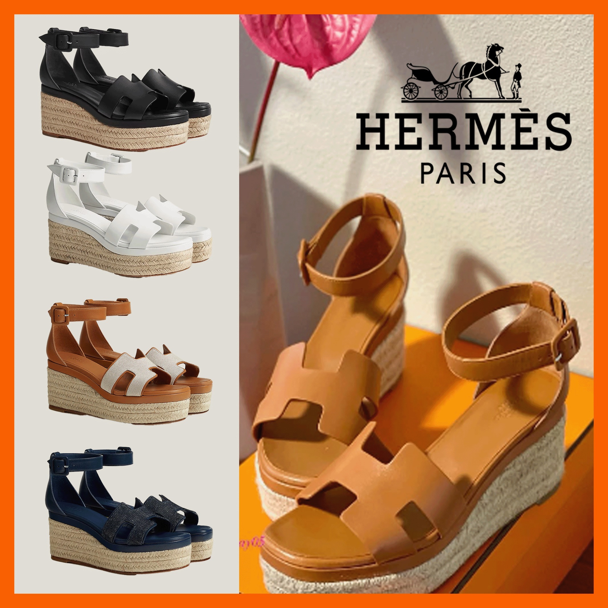 【HERMES】厚底で可愛くスタイルアップ★エルダ サンダル