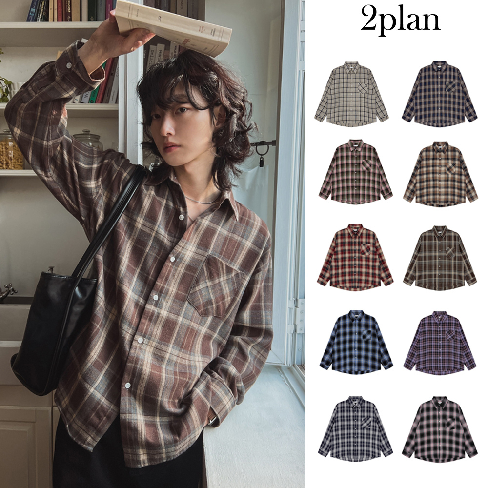 【2plan】Doze loose fit check shirt