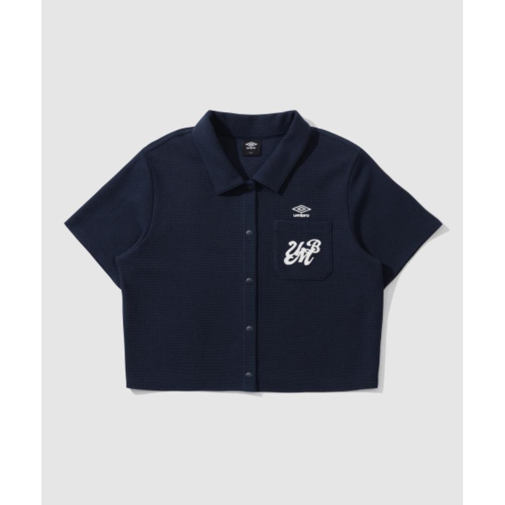 ◆UMBRO◆ Women's Waffle Short Sleeve Cardigan Navy UP322CFT