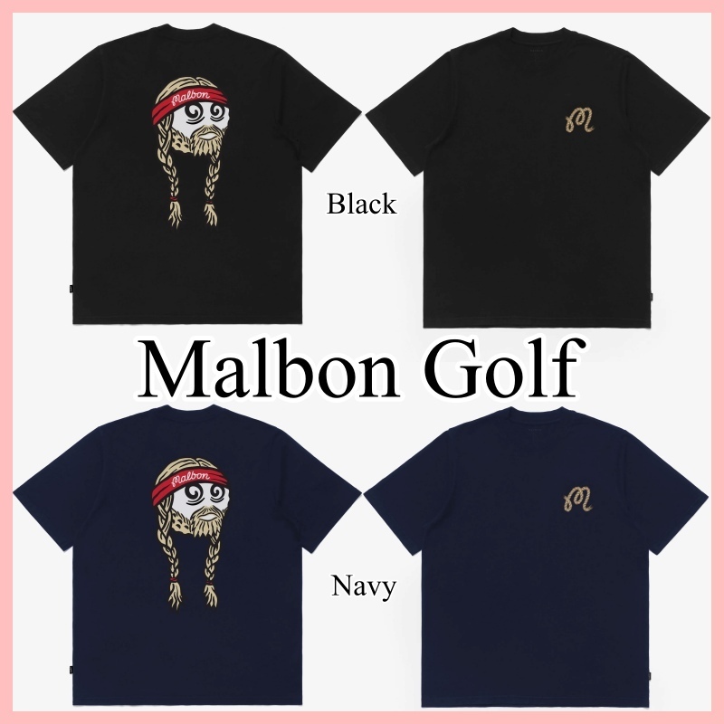 Malbon Golf WILLIE BUCKETS Tシャツ 半袖 Black Navy 送料込み