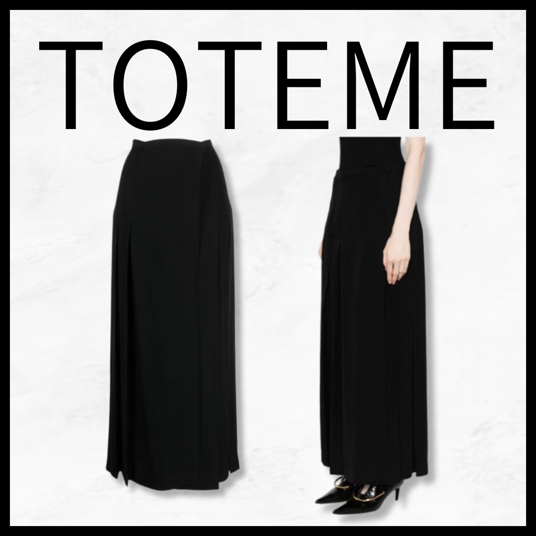 TOTEME ロングスカート サイドプリーツ ハイウエスト ブラック