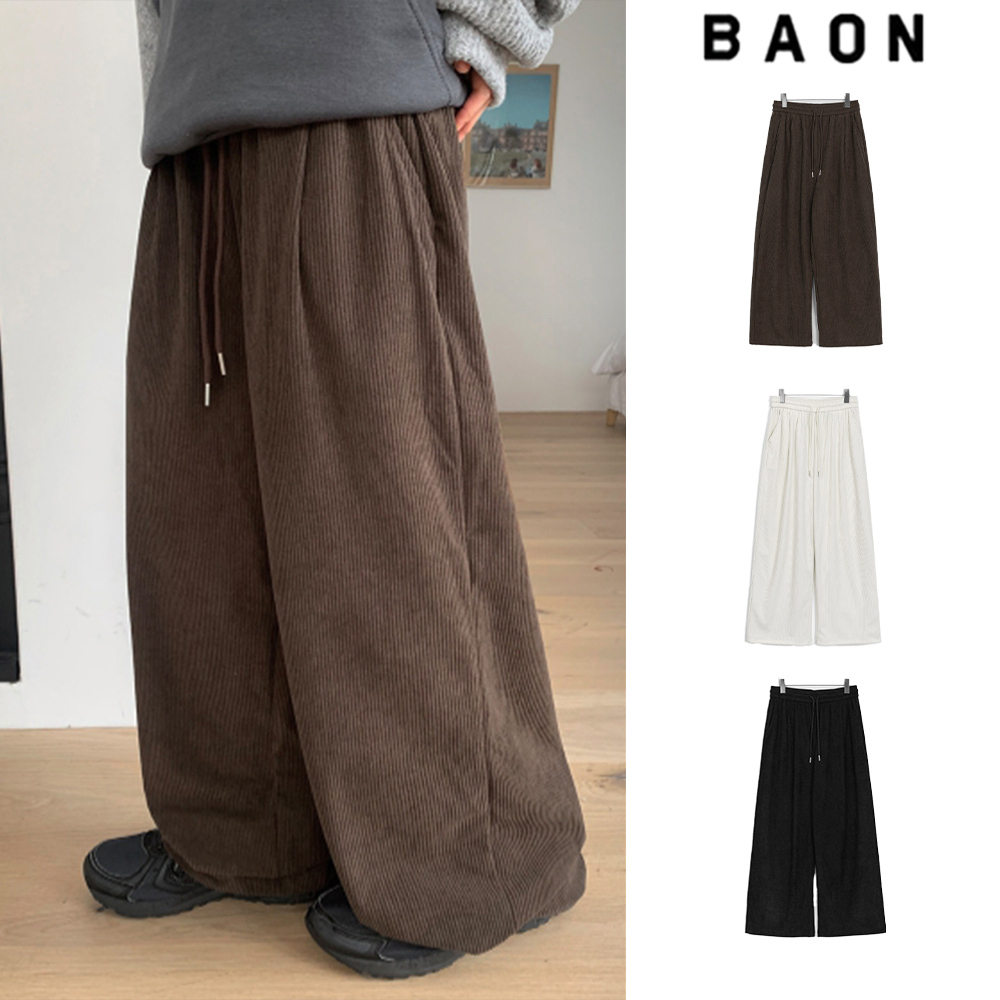 【BAON】[unisex] Ninico Banding Corduroy Wide Pants