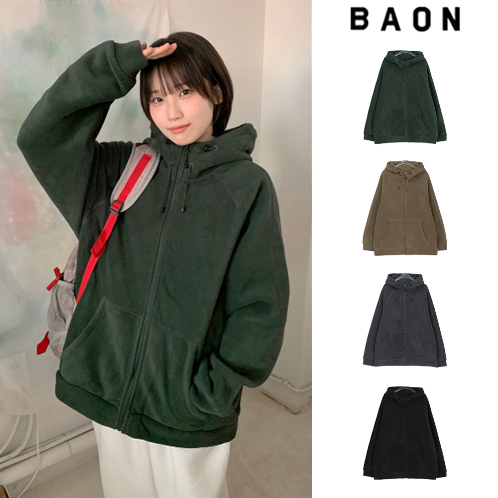 【BAON】[unisex] Ken-i string fleece over hood zip-up