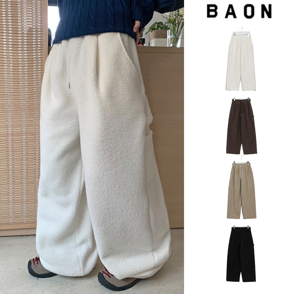 【BAON】[unisex] Toemi banding fleece brushed carpender w PT