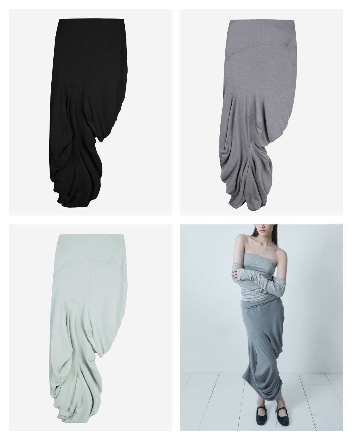 ★CERRIC★SHELL LONG SKIRT★1528_1529_1530★Black_Grey★韓国