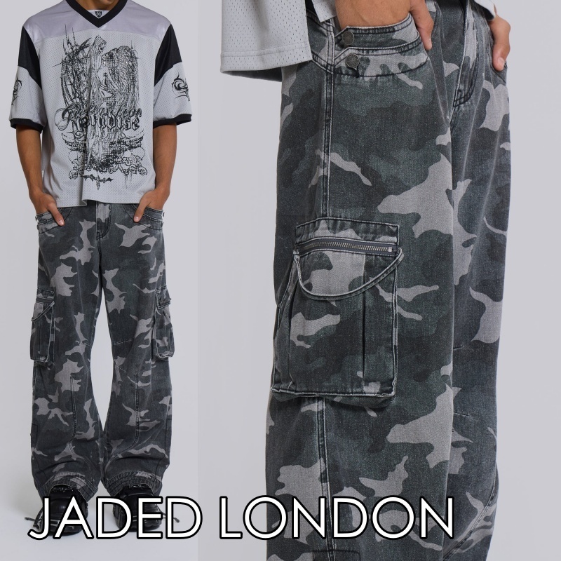 JADED LONDON◆Washed Black Trooper Camo Cargo Pant