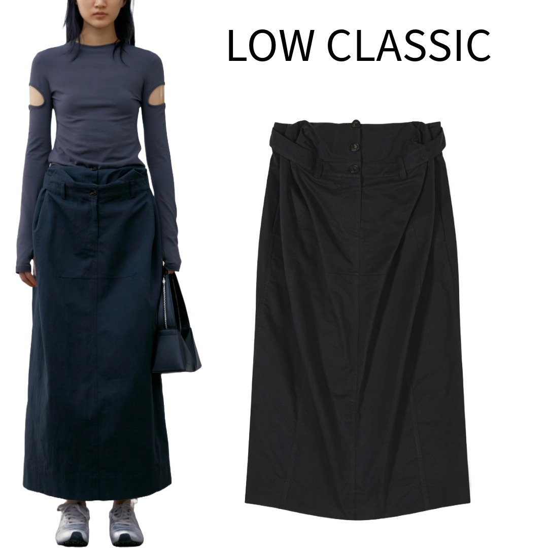 早期完売★LOW CLASSIC★DOUBLE WAIST LONG SKIRT スカートBlue