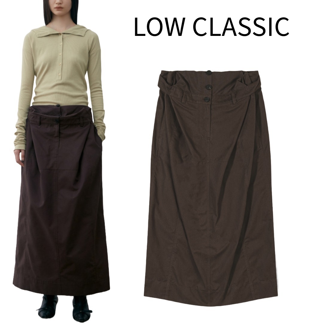早期完売★LOW CLASSIC★DOUBLE WAIST LONG SKIRT スカートBrown