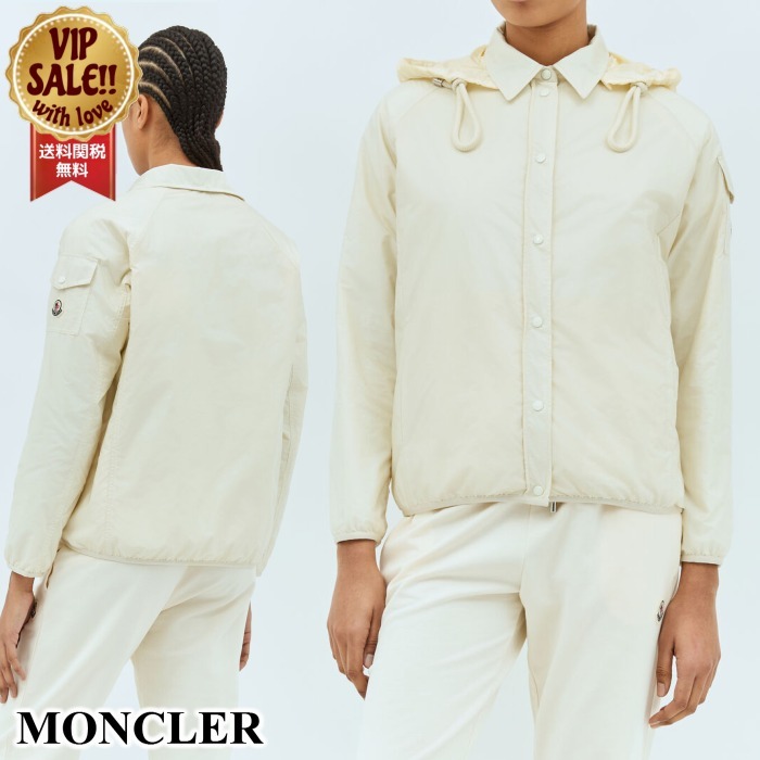 【MONCLER】 フード付きダウンジャケット クリーム モンクレール