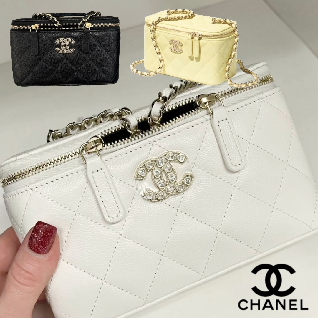 【25P/ハートのCCロゴが可愛い】CHANEL ロングヴァニティケース 25P/おしゃれなハートロゴ♪】CHANEL バニティケース
